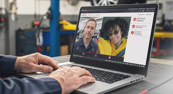 Mechanic on a video consultation call